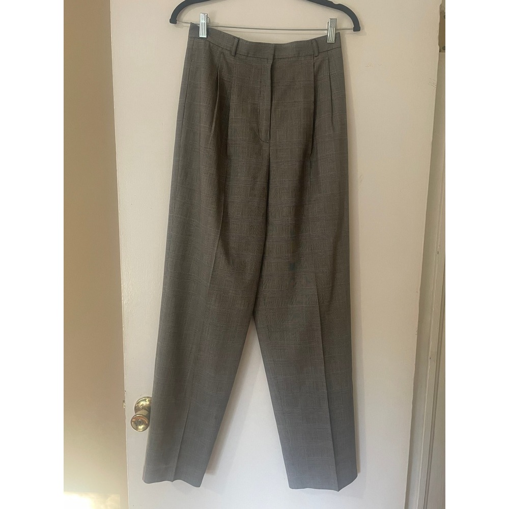 Talbots Women's Plaid 99% Wool Vintage Pants Sz 8 Pleated‎ Italian Fabric